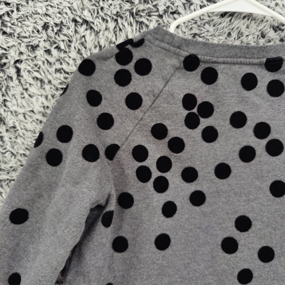Boden Womens Preppy Whimsical Sweatshirt S Gray Black Flocked Polka Dot Pullover - Picture 14 of 16